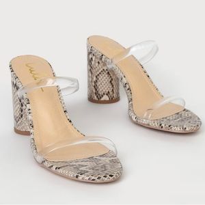 Lulus dakyana snake block heels shoes size 8 brand new in box